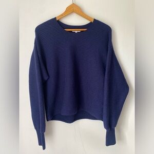Good American Sweater Women’s 2 Blue Ribbed Long Sleeve Navy